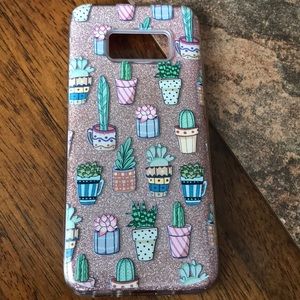 Samsung s8 cactus case with pink glitter